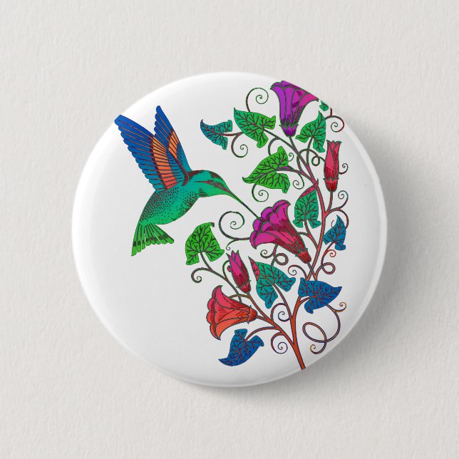 Rainbow Hummingbird Pinback Button (Front)