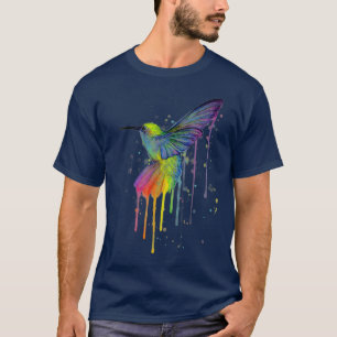 Rainbow Hummingbird Watercolor T-Shirt