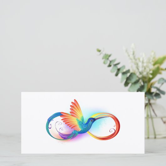 Rainbow Hummingbird with Infinity symbol (Standing Front)