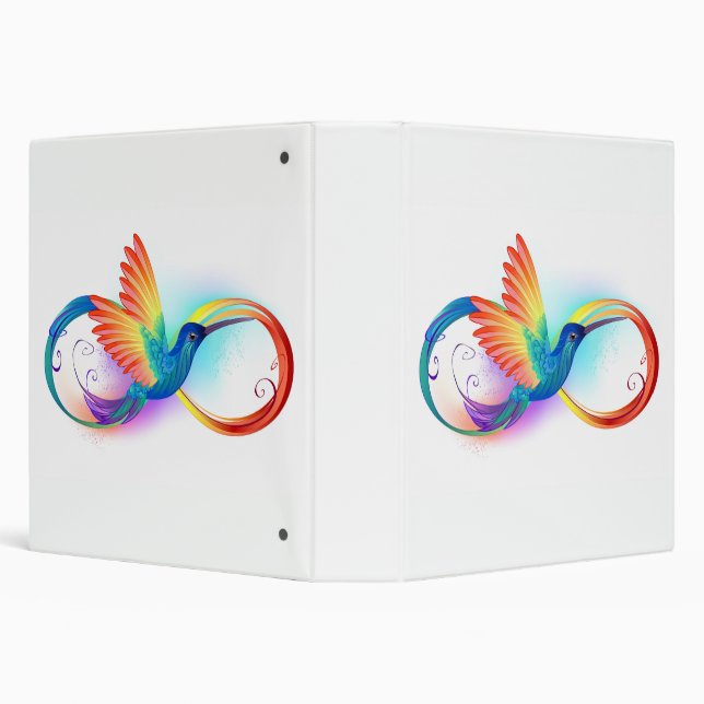 Rainbow Hummingbird with Infinity symbol 3 Ring Binder (Background)