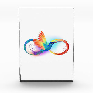 Rainbow Hummingbird with Infinity symbol Acrylic Award