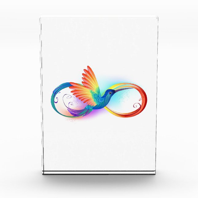 Rainbow Hummingbird with Infinity symbol Acrylic Award (Front)