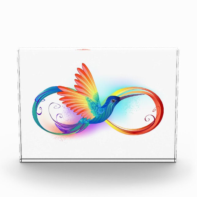 Rainbow Hummingbird with Infinity symbol Acrylic Award (Front)