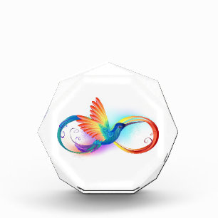 Rainbow Hummingbird with Infinity symbol Acrylic Award
