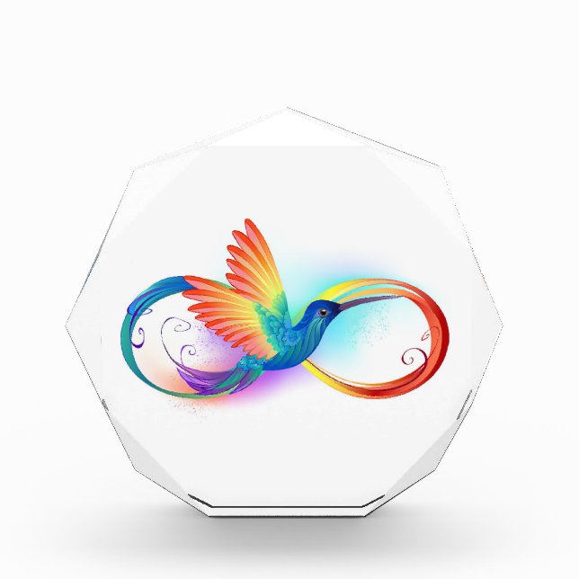 Rainbow Hummingbird with Infinity symbol Acrylic Award (Front)