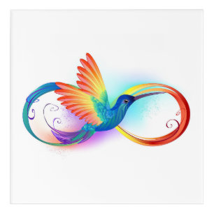 Rainbow Hummingbird with Infinity symbol Acrylic Print