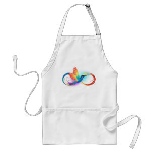 Rainbow Hummingbird with Infinity symbol Adult Apron