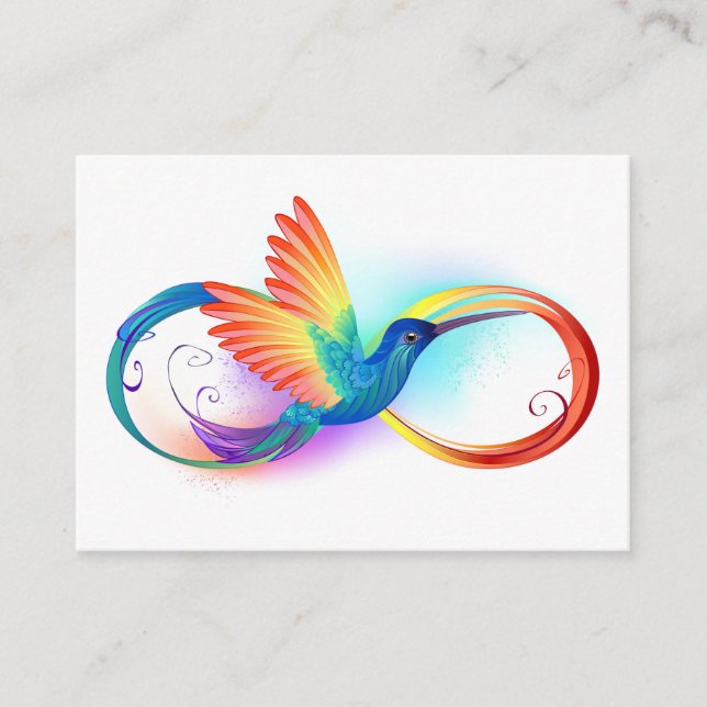 Rainbow Hummingbird with Infinity symbol Advice Card (Front)