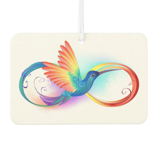 Rainbow Hummingbird with Infinity symbol Air Freshener (Front)