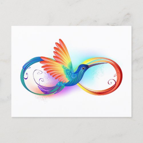 Rainbow Hummingbird with Infinity symbol Announcement Postcard