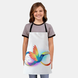 Rainbow Hummingbird with Infinity symbol Apron