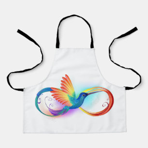 Rainbow Hummingbird with Infinity symbol Apron