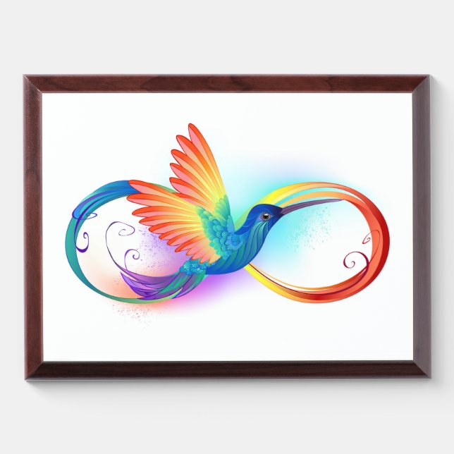 Rainbow Hummingbird with Infinity symbol Award Plaque (Horizontal)