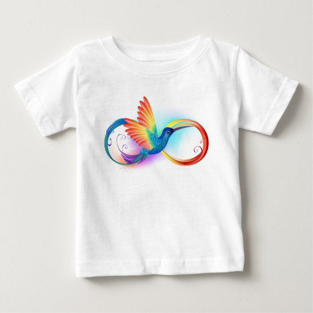 Rainbow Hummingbird with Infinity symbol Baby T-Shirt (Front)