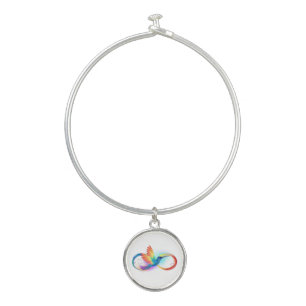 Rainbow Hummingbird with Infinity symbol Bangle Bracelet