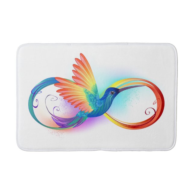 Rainbow Hummingbird with Infinity symbol Bath Mat (Front)