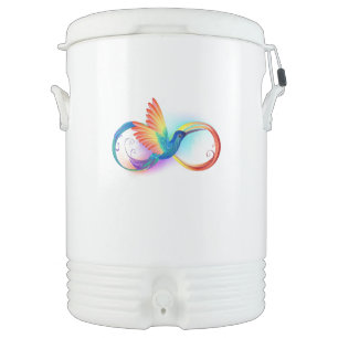 Rainbow Hummingbird with Infinity symbol Beverage Cooler