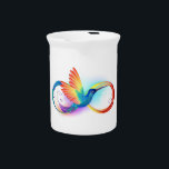 Rainbow Hummingbird with Infinity symbol Beverage Pitcher<br><div class="desc">Beautiful infinity tattoo with rainbow hummingbird. Rainbow bird.</div>