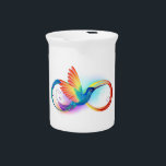 Rainbow Hummingbird with Infinity symbol Beverage Pitcher<br><div class="desc">Beautiful infinity tattoo with rainbow hummingbird. Rainbow bird.</div>