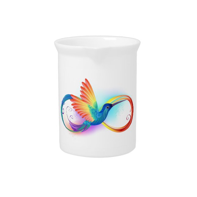 Rainbow Hummingbird with Infinity symbol Beverage Pitcher (Front)