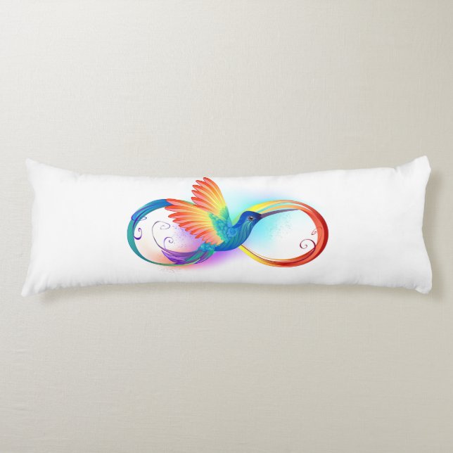 Rainbow Hummingbird with Infinity symbol Body Pillow (Front)