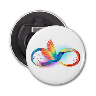 Rainbow Hummingbird with Infinity symbol Bottle Opener