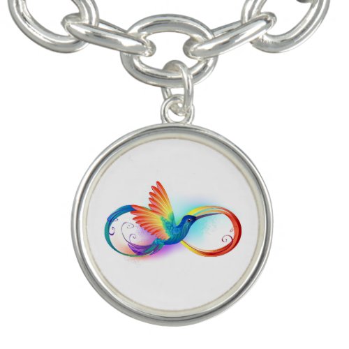 Rainbow Hummingbird with Infinity symbol Bracelet