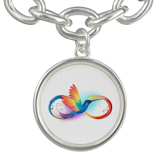 Rainbow Hummingbird with Infinity symbol Bracelet (Design)