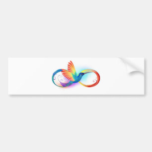 Rainbow Hummingbird with Infinity symbol Bumper Sticker