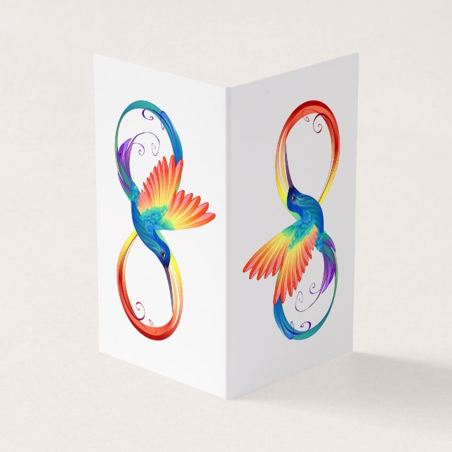 Rainbow Hummingbird with Infinity symbol Business Card (Outside)