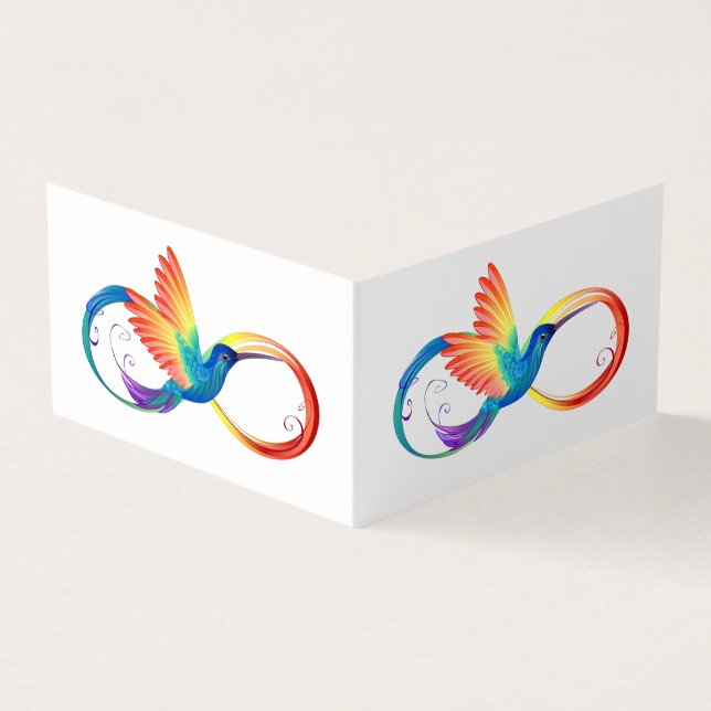 Rainbow Hummingbird with Infinity symbol Business Card (Outside)