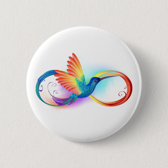Rainbow Hummingbird with Infinity symbol Button (Front)