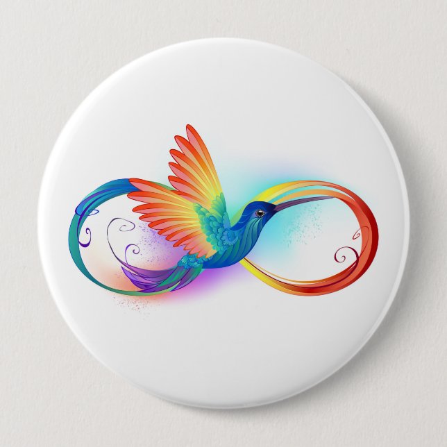 Rainbow Hummingbird with Infinity symbol Button (Front)