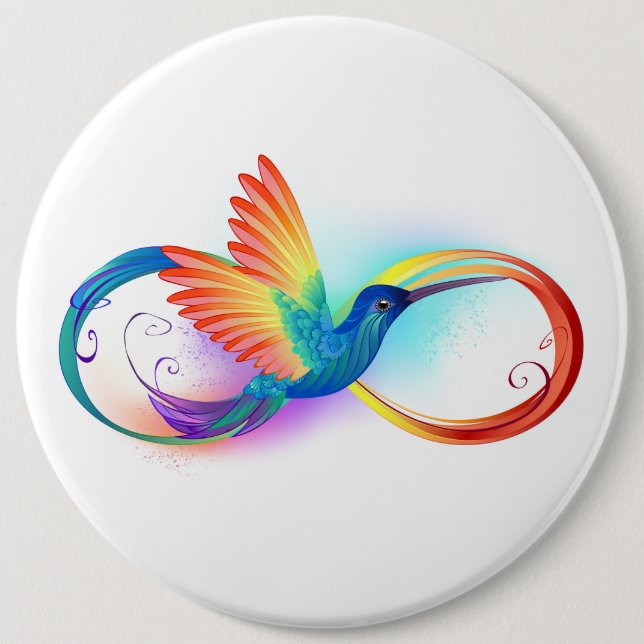 Rainbow Hummingbird with Infinity symbol Button (Front)