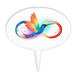 Rainbow Hummingbird with Infinity symbol Cake Topper