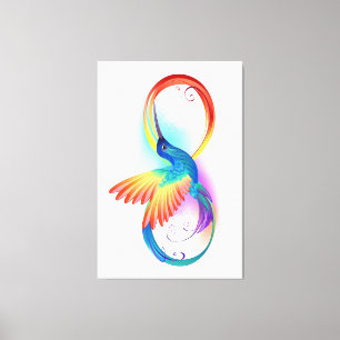 Rainbow Hummingbird with Infinity symbol Canvas Print