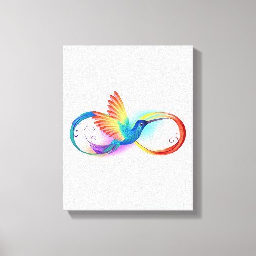 Rainbow Hummingbird with Infinity symbol Canvas Print