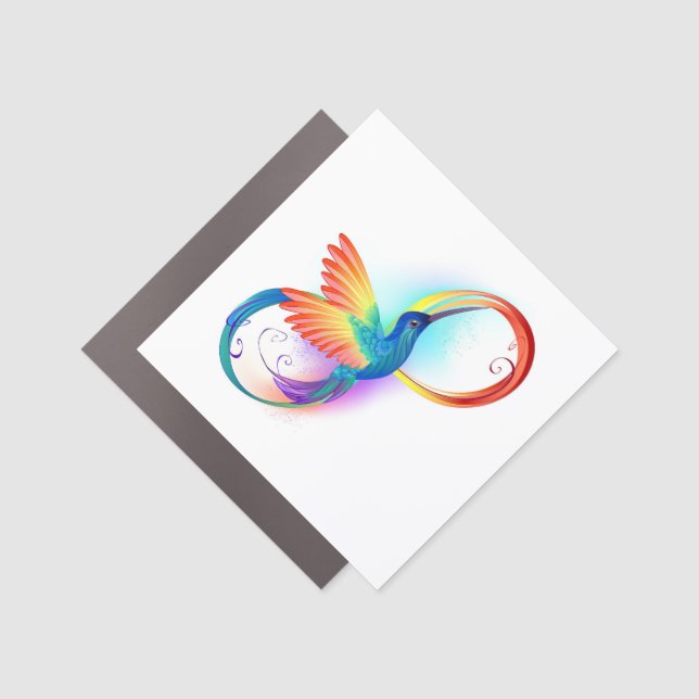 Rainbow Hummingbird with Infinity symbol Car Magnet (Front)