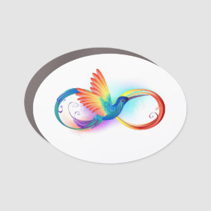 Rainbow Hummingbird with Infinity symbol Car Magnet