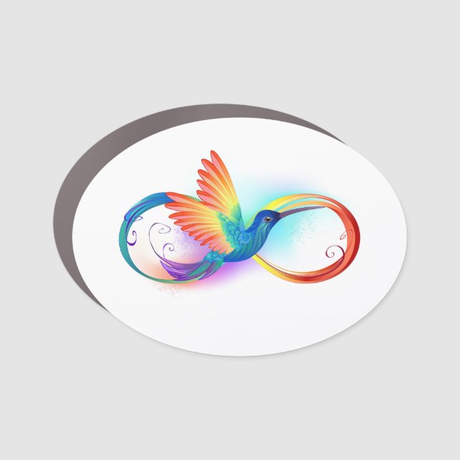 Rainbow Hummingbird with Infinity symbol Car Magnet (Front)