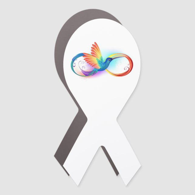 Rainbow Hummingbird with Infinity symbol Car Magnet (Front)