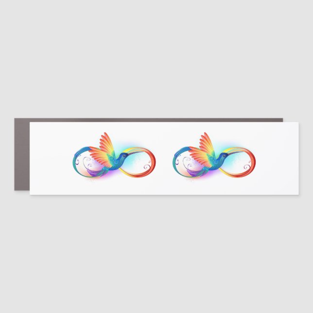 Rainbow Hummingbird with Infinity symbol Car Magnet (Front)