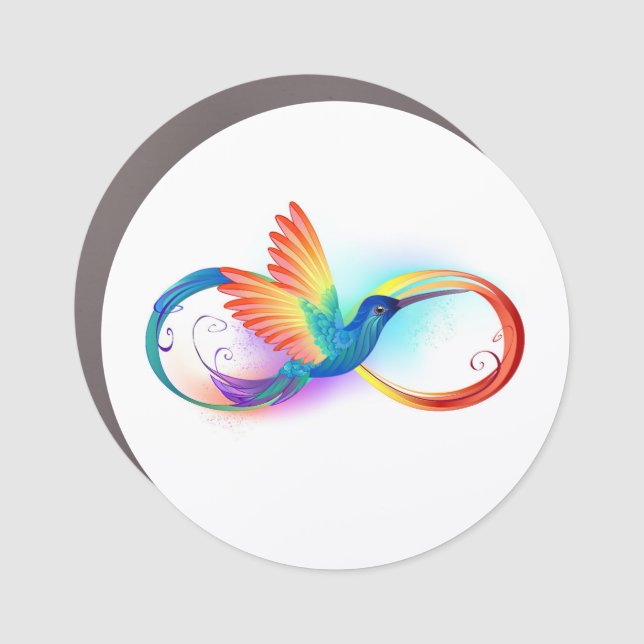 Rainbow Hummingbird with Infinity symbol Car Magnet (Front)