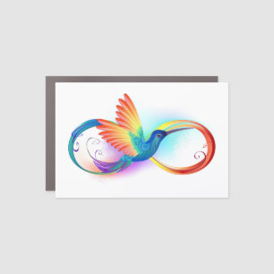 Rainbow Hummingbird with Infinity symbol Car Magnet
