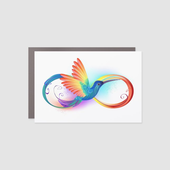 Rainbow Hummingbird with Infinity symbol Car Magnet (Front)