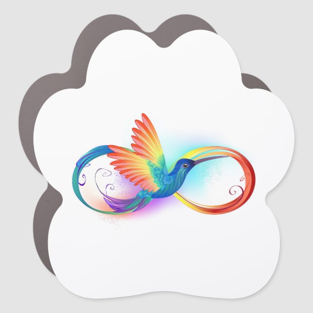 Rainbow Hummingbird with Infinity symbol Car Magnet (Front)
