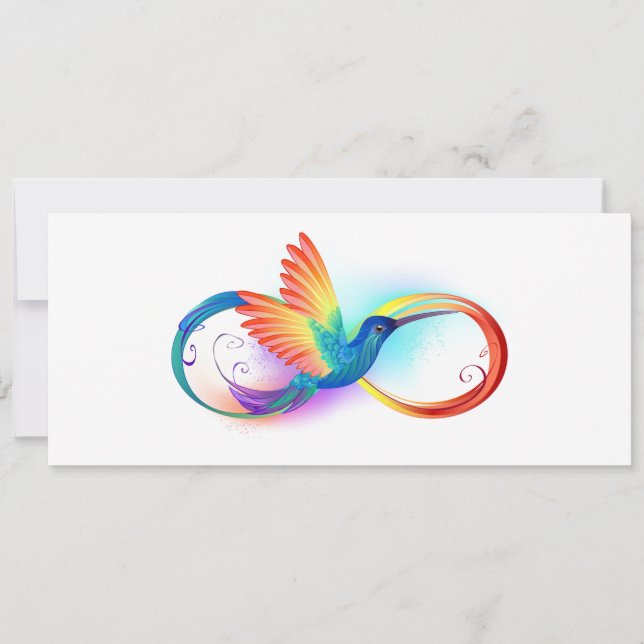 Rainbow Hummingbird with Infinity symbol Card (Front)