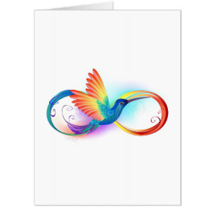 Rainbow Hummingbird with Infinity symbol Card