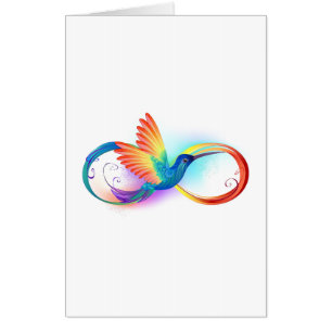 Rainbow Hummingbird with Infinity symbol Card
