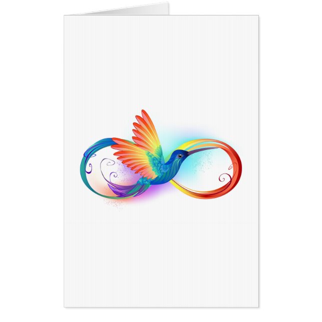 Rainbow Hummingbird with Infinity symbol Card (Front)